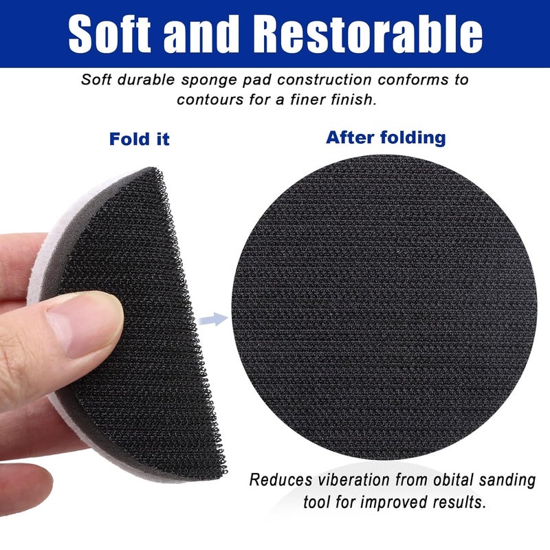 SIJDIEE 6 Pack Interface Pads, 3 Inch Hook and Loop Soft Density Sponge Cushion Buffer Backing Pad, Foam Sanding Interface Pads for Orbital Sander Automotive Woodworking Polishing - Image 2